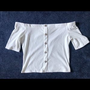 Off the shoulder white top